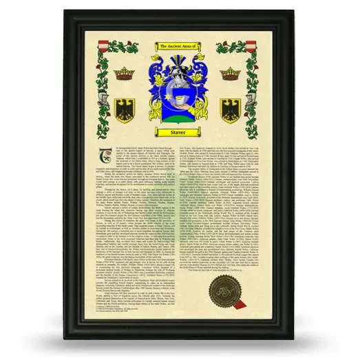 Staver Armorial History Framed - Black