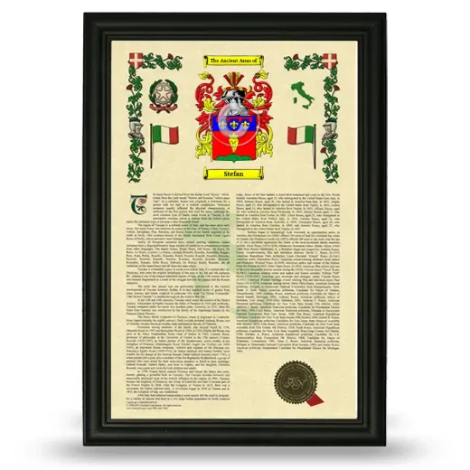 Stefan Armorial History Framed - Black
