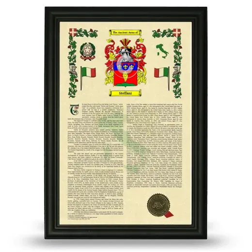 Steffani Armorial History Framed - Black