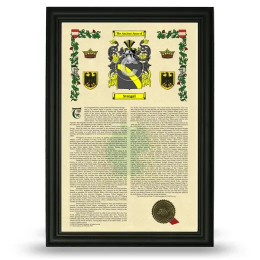 Stengel Armorial History Framed - Black
