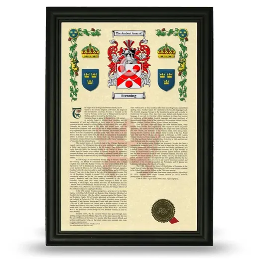 Stenning Armorial History Framed - Black