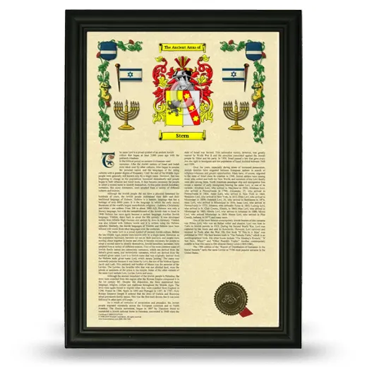 Stern Armorial History Framed - Black