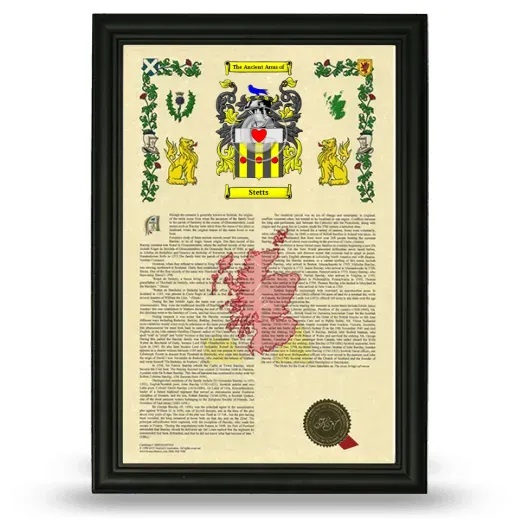Stetts Armorial History Framed - Black