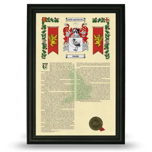 Stocky Armorial History Framed - Black
