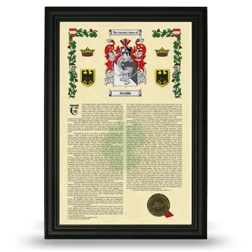 Strable Armorial History Framed - Black