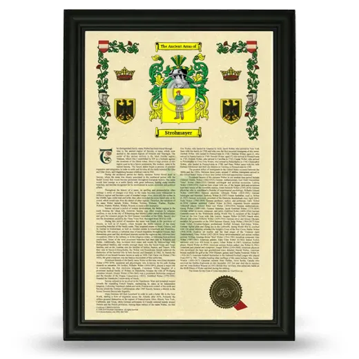 Strohmayer Armorial History Framed - Black