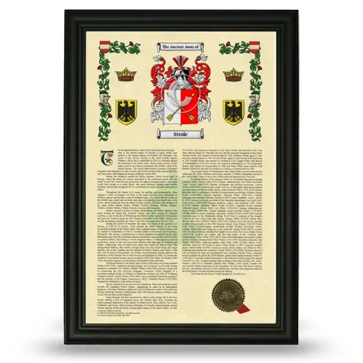 Strole Armorial History Framed - Black