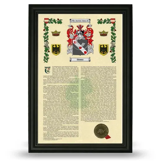 Strous Armorial History Framed - Black