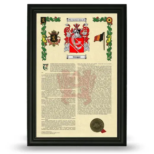 Struppi Armorial History Framed - Black