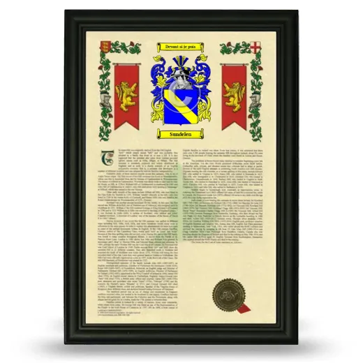 Sundelen Armorial History Framed - Black