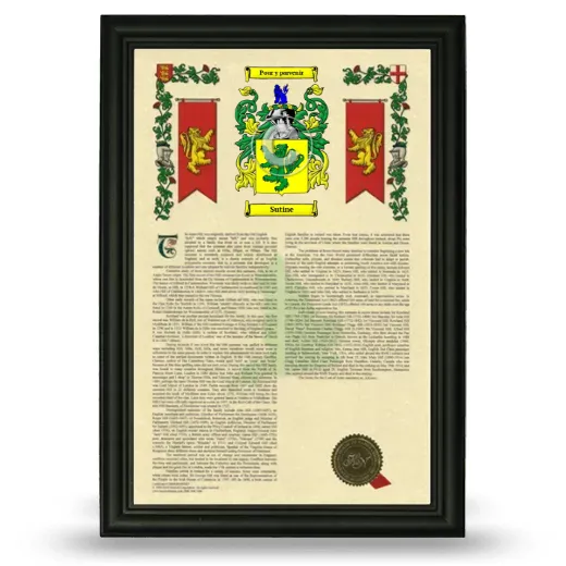 Sutine Armorial History Framed - Black