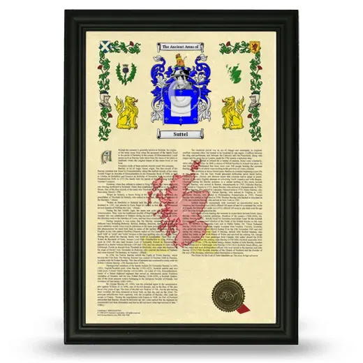 Suttel Armorial History Framed - Black