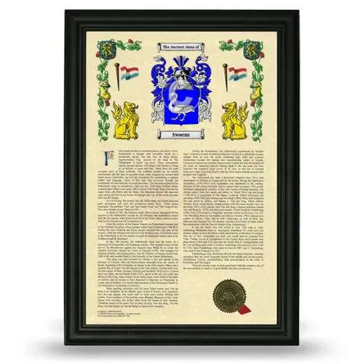 Swaens Armorial History Framed - Black
