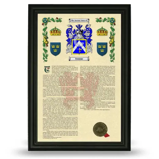 Swayne Armorial History Framed - Black