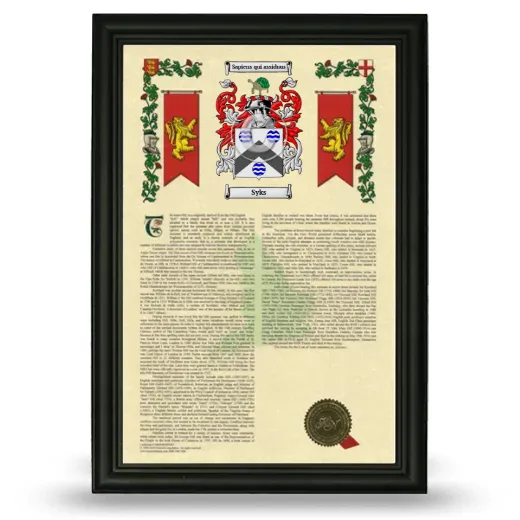 Syks Armorial History Framed - Black