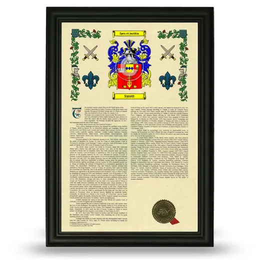 Syrett Armorial History Framed - Black
