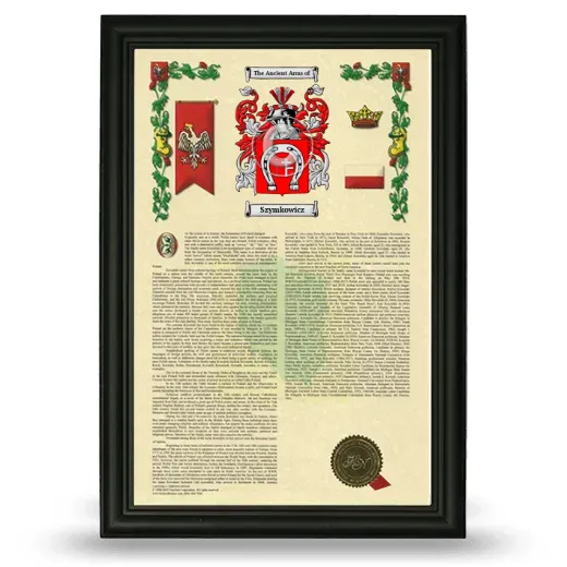 Szymkowicz Armorial History Framed - Black