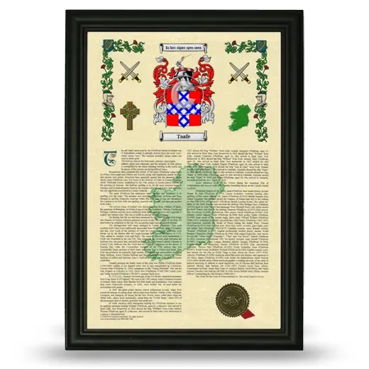 Taafe Armorial History Framed - Black