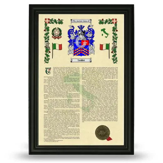 Taddei Armorial History Framed - Black