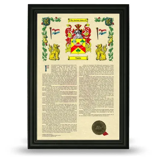 Taets Armorial History Framed - Black