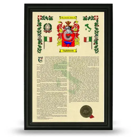 Tagliaboschi Armorial History Framed - Black