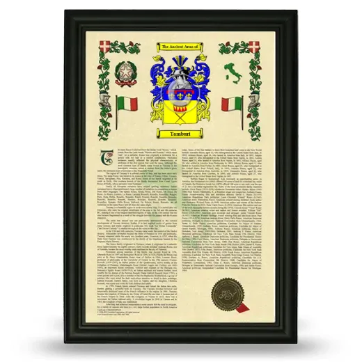 Tamburi Armorial History Framed - Black