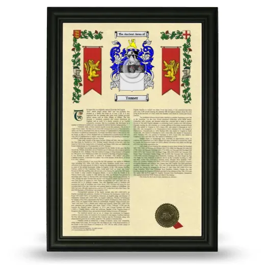 Tanner Armorial History Framed - Black
