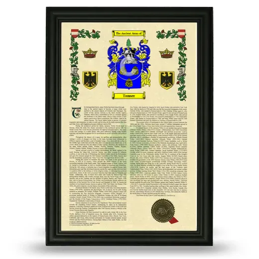 Tanner Armorial History Framed - Black