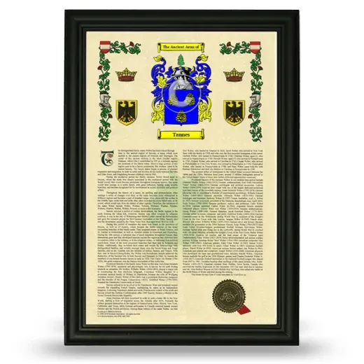 Tannes Armorial History Framed - Black