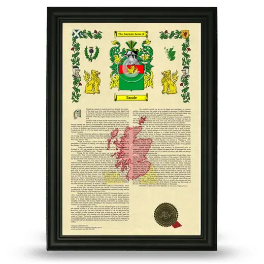 Tarale Armorial History Framed - Black