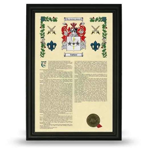 Tartary Armorial History Framed - Black