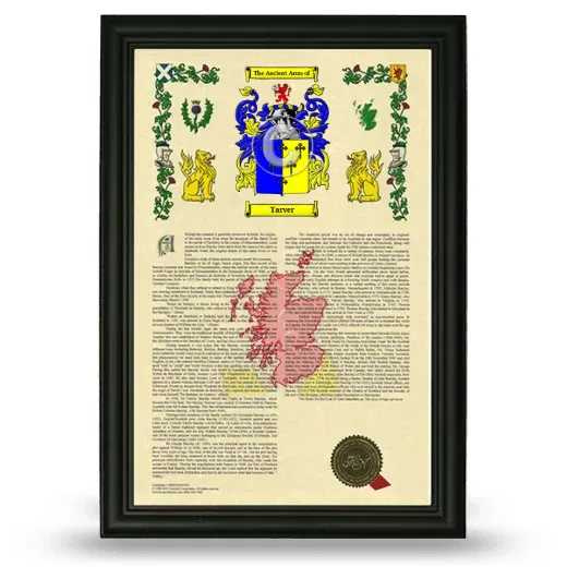 Tarver Armorial History Framed - Black