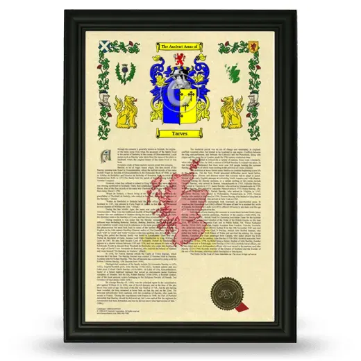 Tarves Armorial History Framed - Black