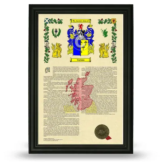 Tarwas Armorial History Framed - Black