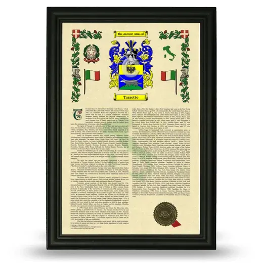 Tassotto Armorial History Framed - Black