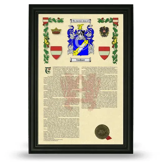 Taubner Armorial History Framed - Black