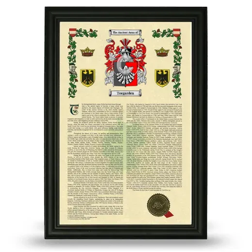 Teegarden Armorial History Framed - Black