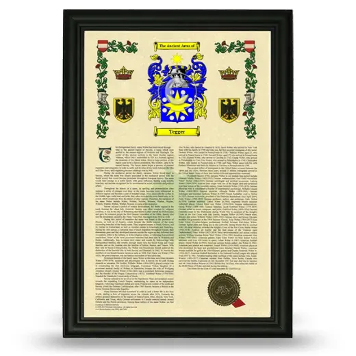 Tegger Armorial History Framed - Black