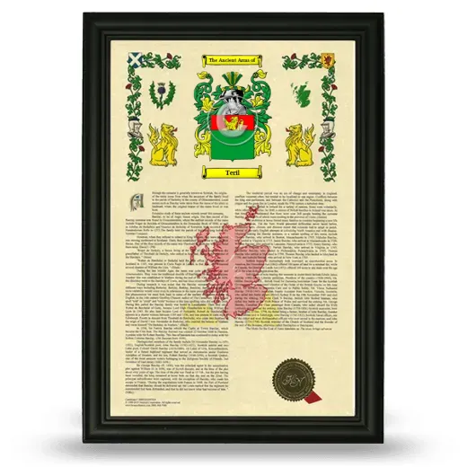 Teril Armorial History Framed - Black
