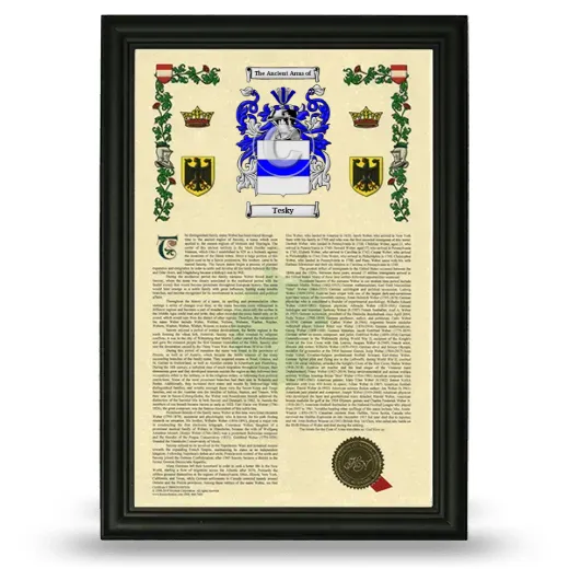 Tesky Armorial History Framed - Black
