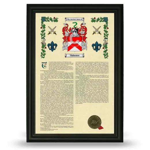 Thiboutot Armorial History Framed - Black