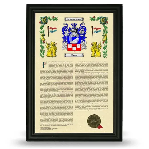 Thiem Armorial History Framed - Black