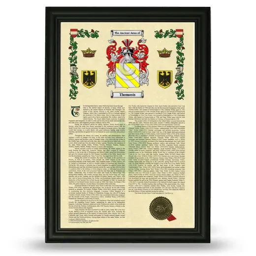 Thomasis Armorial History Framed - Black