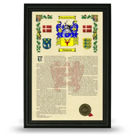 Thompsom Armorial History Framed - Black