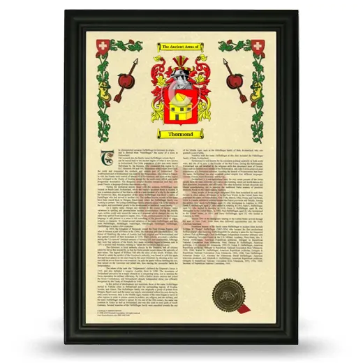 Thormond Armorial History Framed - Black