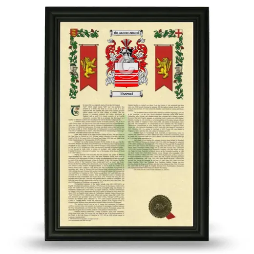 Thornal Armorial History Framed - Black