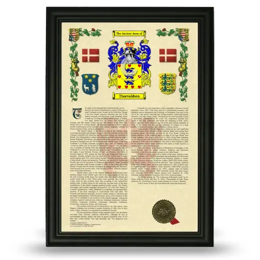 Thorvaldsen Armorial History Framed - Black