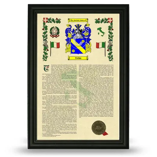 Tichio Armorial History Framed - Black
