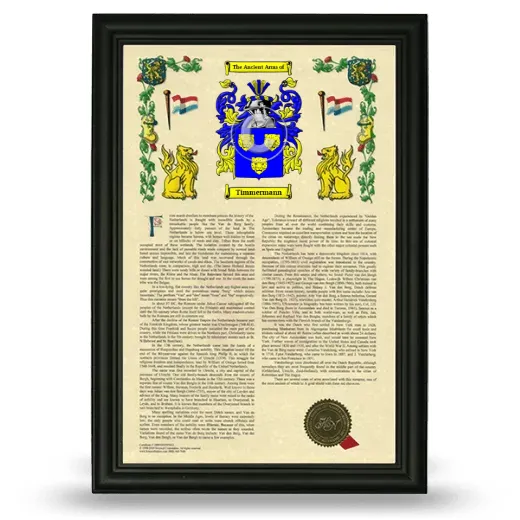 Timmermann Armorial History Framed - Black