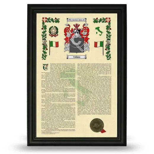 Tofano Armorial History Framed - Black